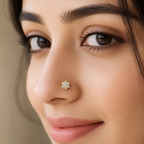 Floral Cluster CZ Sparkling Flower Nose Pin 925 Sterling Silver Yellow Plated