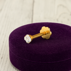 White CZ Solitaire Nose Pin 925 Sterling Silver Yellow Plated