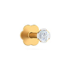 White CZ Solitaire Nose Pin 925 Sterling Silver Yellow Plated