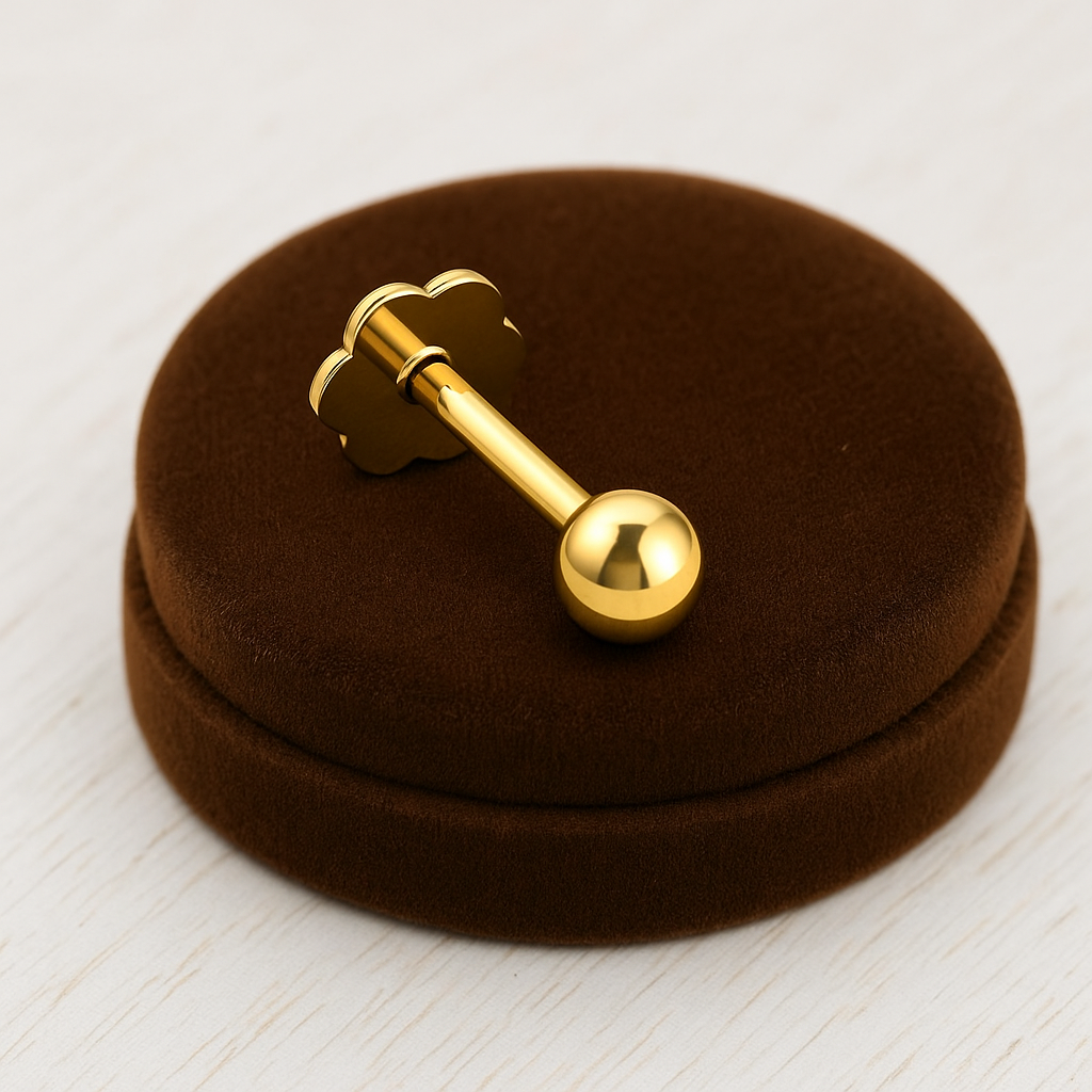 Plain Ball Nose Pin 925 Sterling Silver Yellow Plated