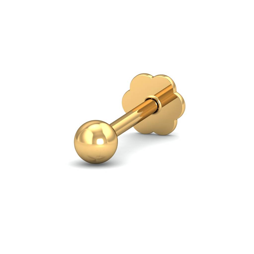 Plain Ball Nose Pin 925 Sterling Silver Yellow Plated