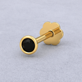 Bezel Set Black CZ Nose Pin 925 Sterling Silver Yellow Plated