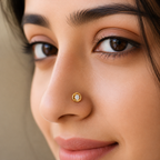 White CZ Prong-Set Inside Bezel Nose Pin 925 Sterling Silver Yellow Plated