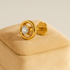 White CZ Prong-Set Inside Bezel Nose Pin 925 Sterling Silver Yellow Plated