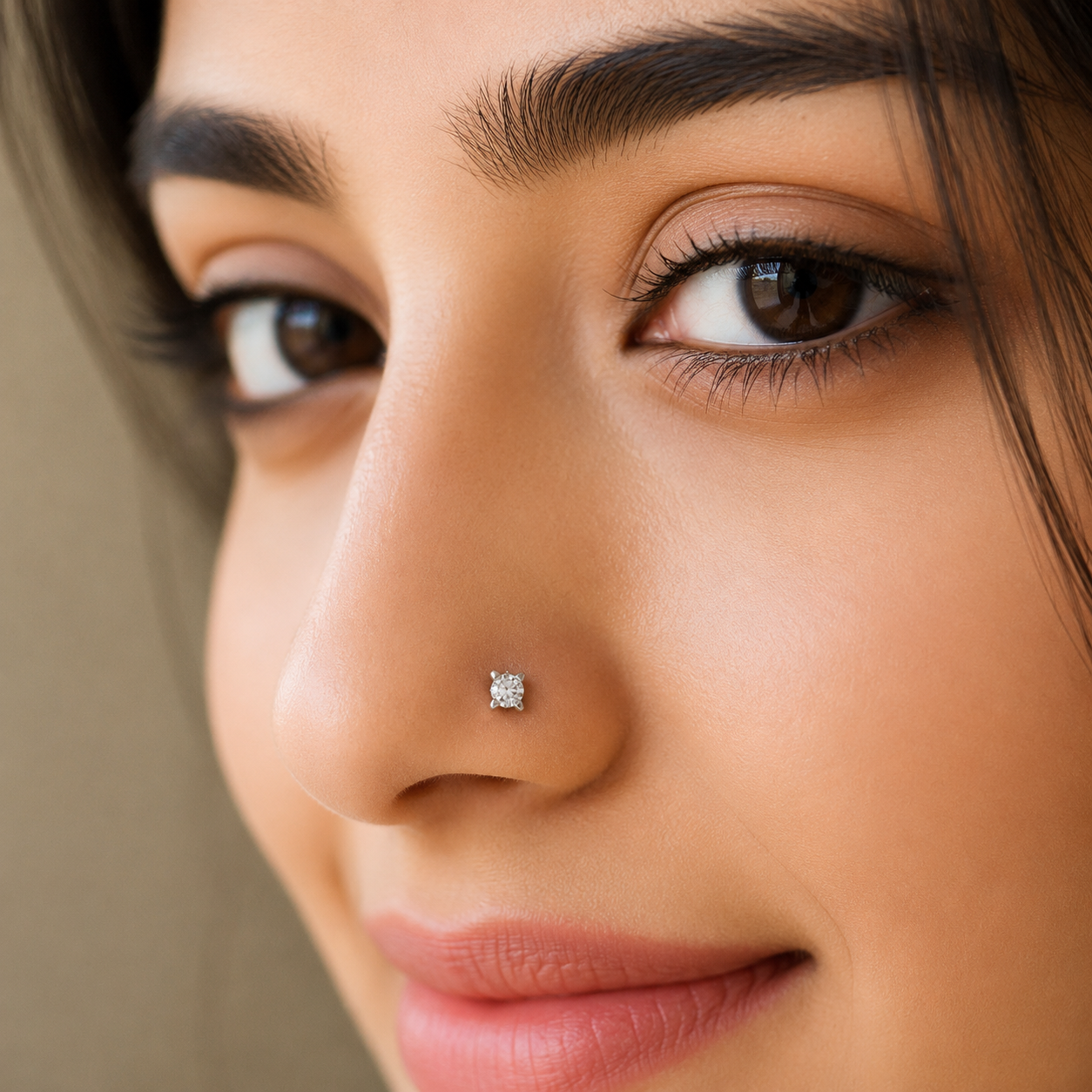 White CZ Solitaire Nose Pin 925 Sterling Silver Yellow Plated