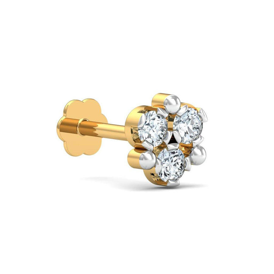 Four-Stone White CZ Cluster Nose Pin – 925 Sterling Silver