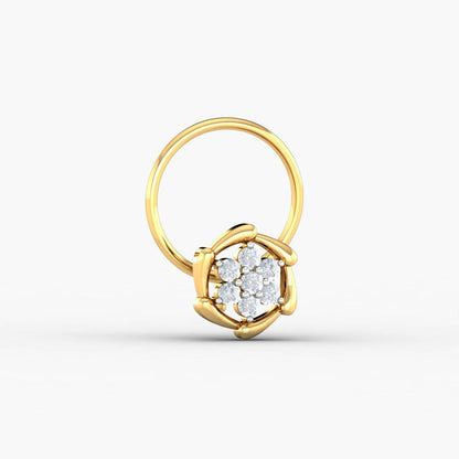 Hoop-Style White CZ Floral Nose Pin – 925 Sterling Silver