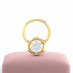 White CZ Floral Nose Pin 925 Sterling Silver Yellow Plated