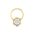 White CZ Floral Nose Pin 925 Sterling Silver Yellow Plated