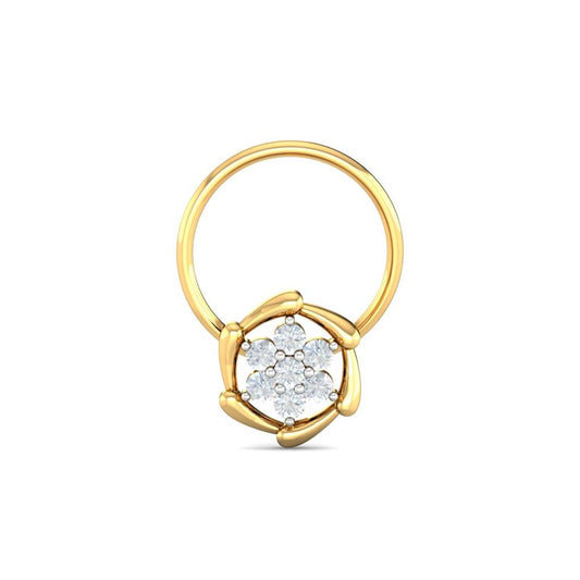 Hoop-Style White CZ Floral Nose Pin – 925 Sterling Silver