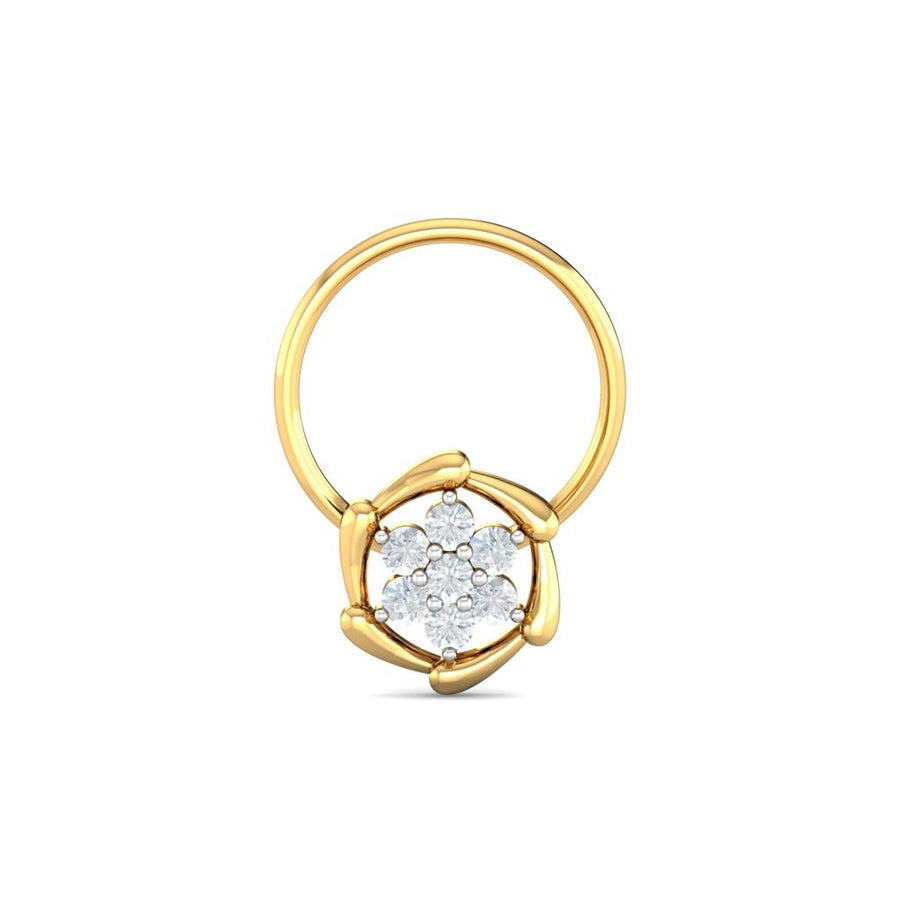 Hoop-Style White CZ Floral Nose Pin – 925 Sterling Silver