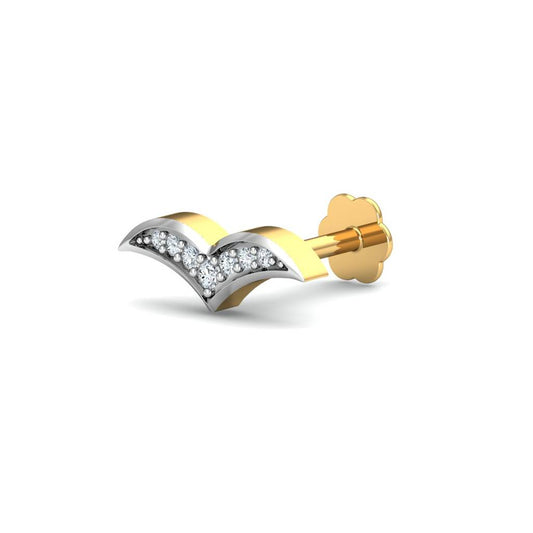 V-Shape White CZ Nose Pin – 925 Sterling Silver