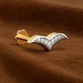White CZ V-Shape Nose Pin 925 Sterling Silver Yellow Plated