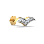 White CZ V-Shape Nose Pin 925 Sterling Silver Yellow Plated