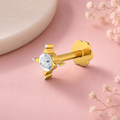 White CZ Solitaire Nose Pin 925 Sterling Silver Yellow Plated