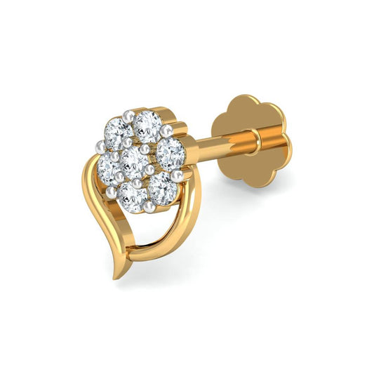 Floral Leaf Accent White CZ Nose Pin – 925 Sterling Silver