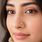 Floral White CZ Cluster Elegant Leaf Nose Pin 925 Sterling Silver Yellow Plated