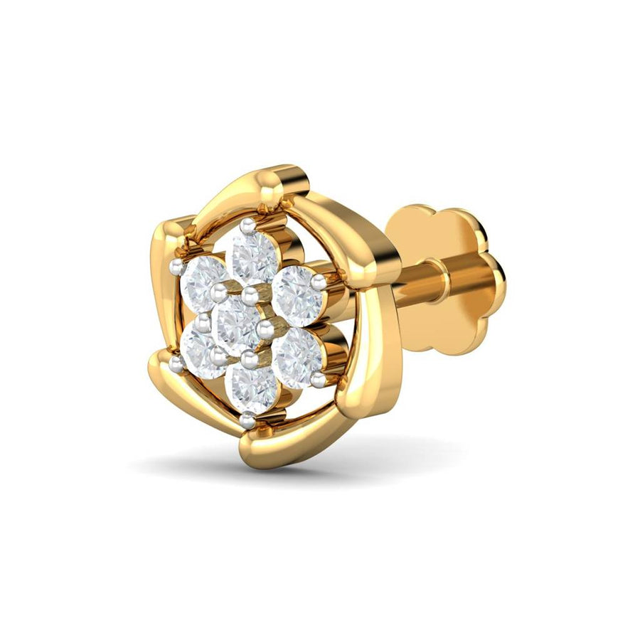 Petal Frame Floral White CZ Nose Pin – 925 Sterling Silver