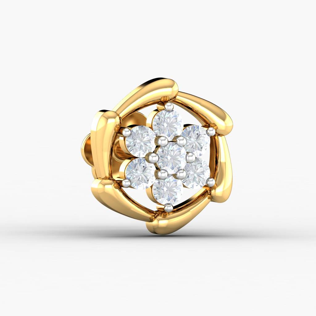 Floral Cluster White CZ Nose Pin 925 Sterling Silver Yellow Plated