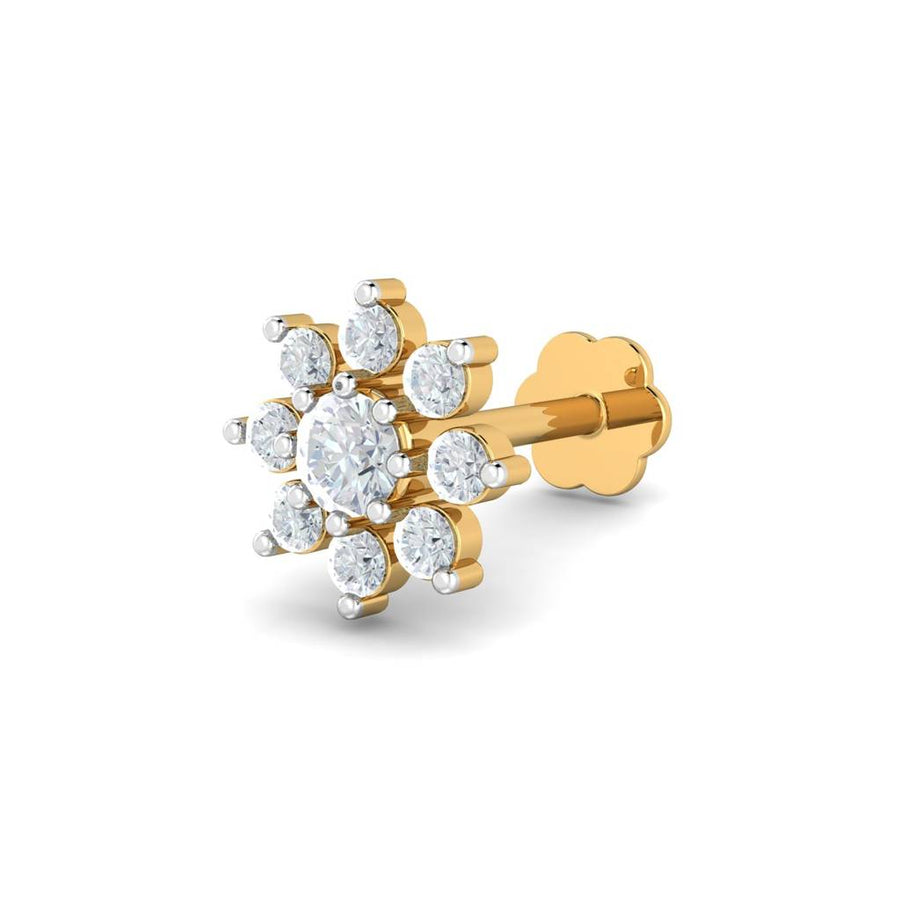Nine-Stone Floral White CZ Nose Pin – 925 Sterling Silver