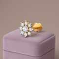 Floral Cluster White CZ Nose Pin 925 Sterling Silver Yellow Plated