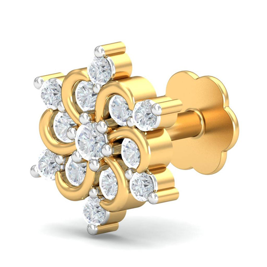Floral Swirl White CZ Nose Pin – 925 Sterling Silver