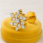 Floral Swirl CZ Nose Pin 925 Sterling Silver Yellow Plated