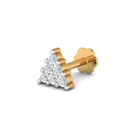 Triangle Cluster White CZ Nose Pin – 925 Sterling Silver