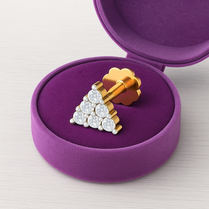 Triangle Cluster White CZ Nose Pin – 925 Sterling Silver
