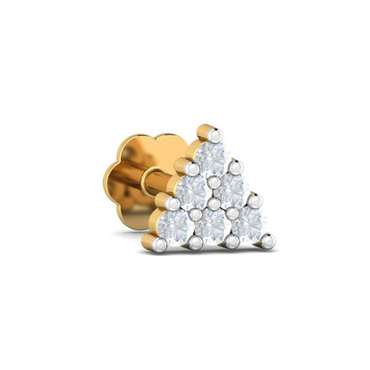 Triangle Cluster White CZ Nose Pin – 925 Sterling Silver