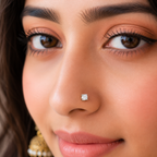 Classic Solitaire CZ Nose Pin 925 Sterling Silver Yellow Plated