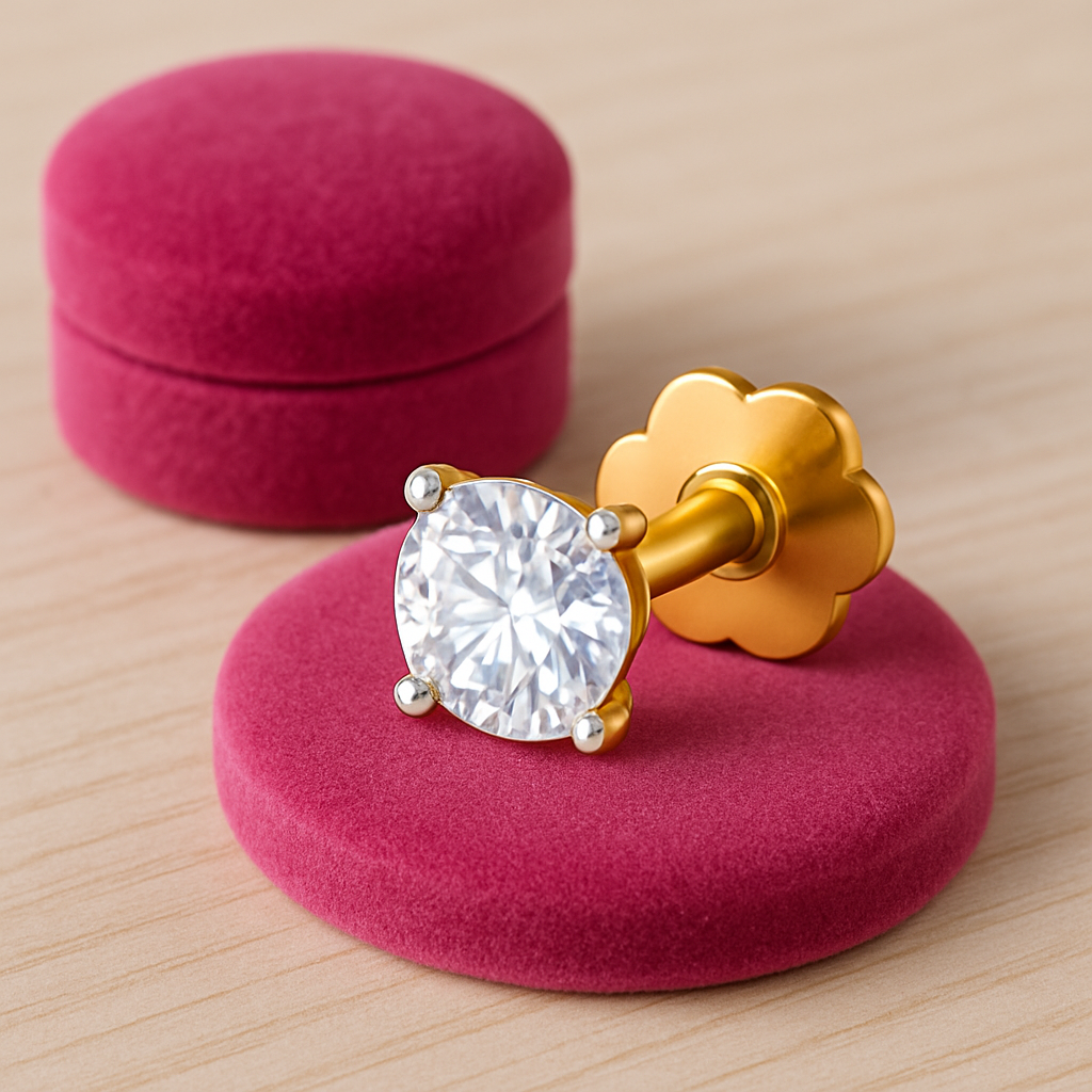 Classic Solitaire White CZ Nose Pin – 925 Sterling Silver