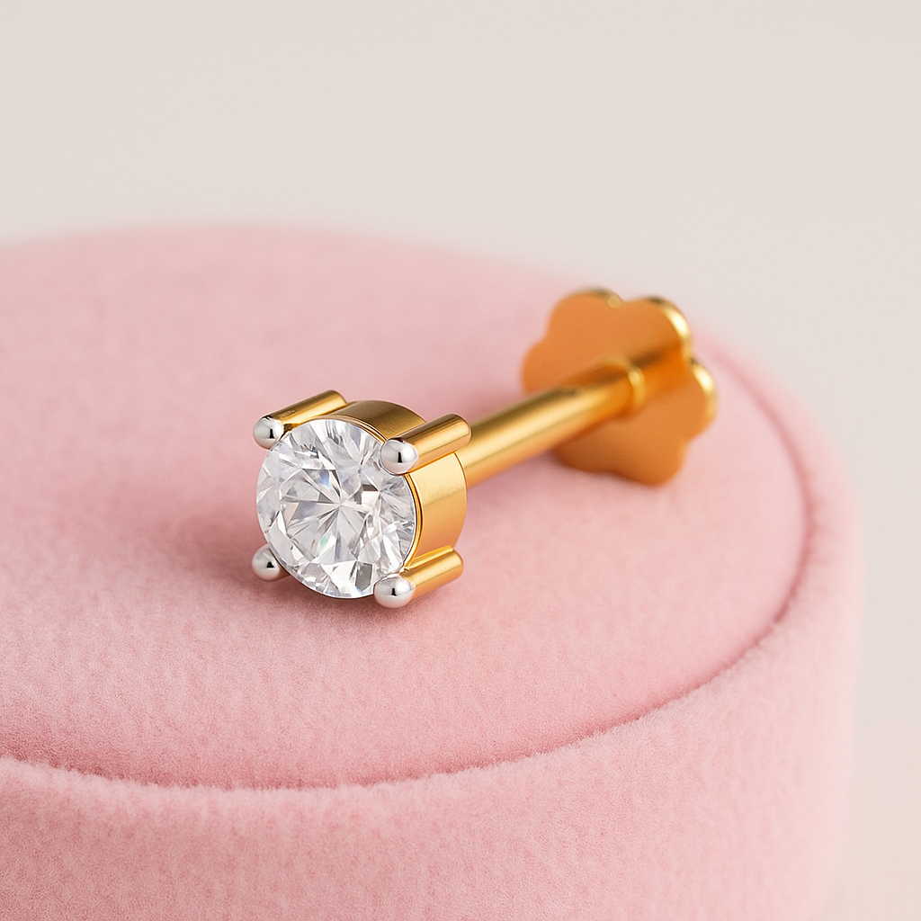 Classic Solitaire White CZ Nose Pin – 925 Sterling Silver