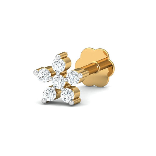 Six-Stone Floral White CZ Nose Pin – 925 Sterling Silver