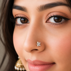 Floral Cluster CZ Nose Pin 925 Sterling Silver Yellow Plated