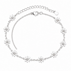 925 Sterling Silver Daisy Flower Chain Anklet