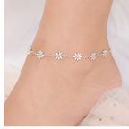 925 Sterling Silver Daisy Flower Chain Anklet