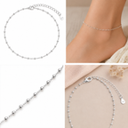 925 Sterling Silver Beaded Chain Anklet