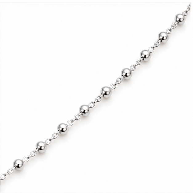 925 Sterling Silver Beaded Chain Anklet
