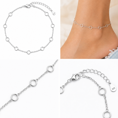 Circle Link Chain Anklet – 925 Sterling Silver