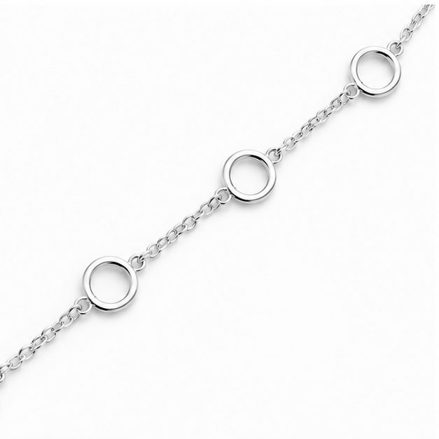 Circle Link Chain Anklet – 925 Sterling Silver