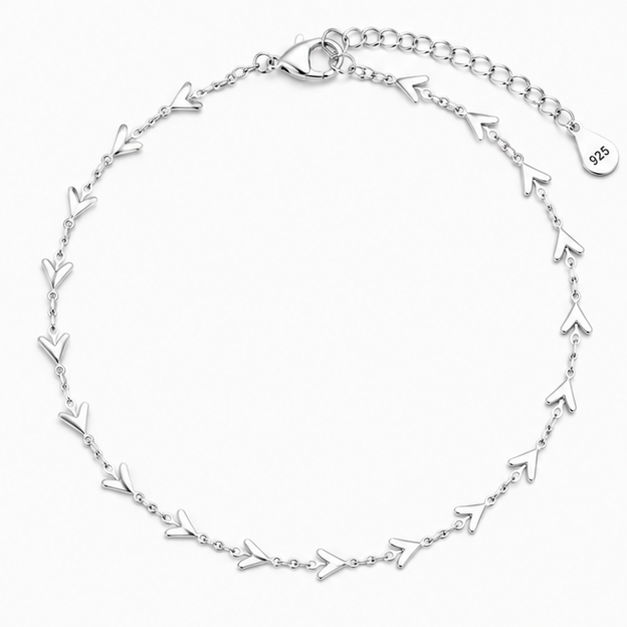 Arrow Link Chain Anklet – 925 Sterling Silver