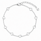 925 Sterling Silver Open Heart Link Anklet