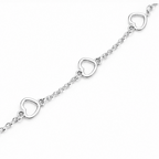 925 Sterling Silver Open Heart Link Anklet