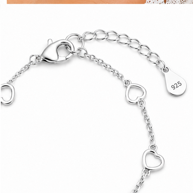 925 Sterling Silver Open Heart Link Anklet