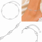 925 Sterling Silver Infinity Heart Link Anklet