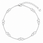925 Sterling Silver Infinity Heart Link Anklet