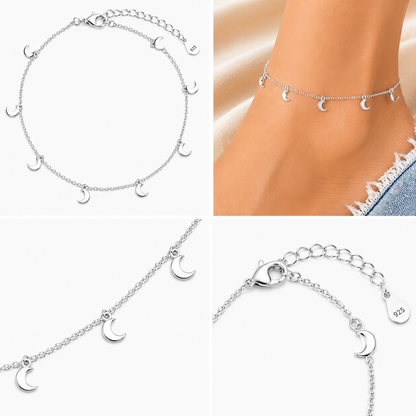 Crescent Moon Anklet – 925 Sterling Silver