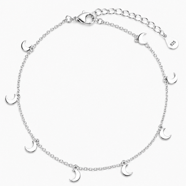 Crescent Moon Anklet – 925 Sterling Silver