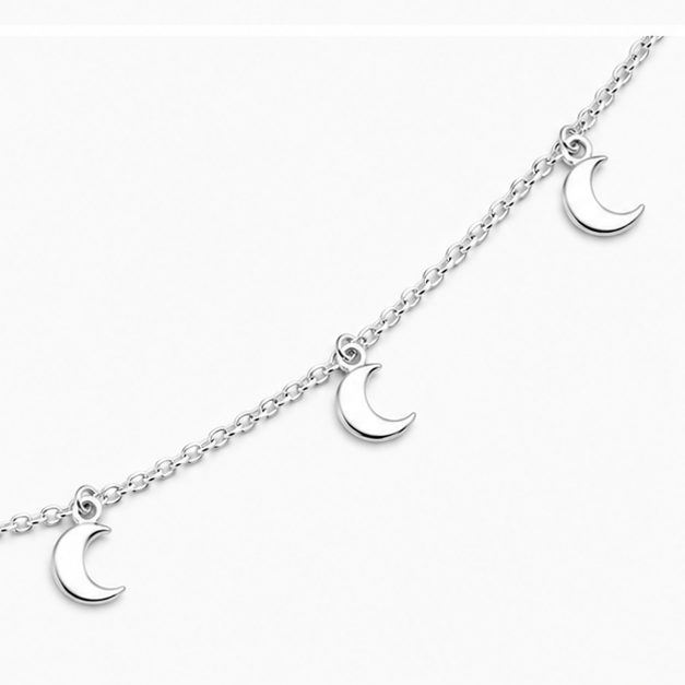 Crescent Moon Anklet – 925 Sterling Silver